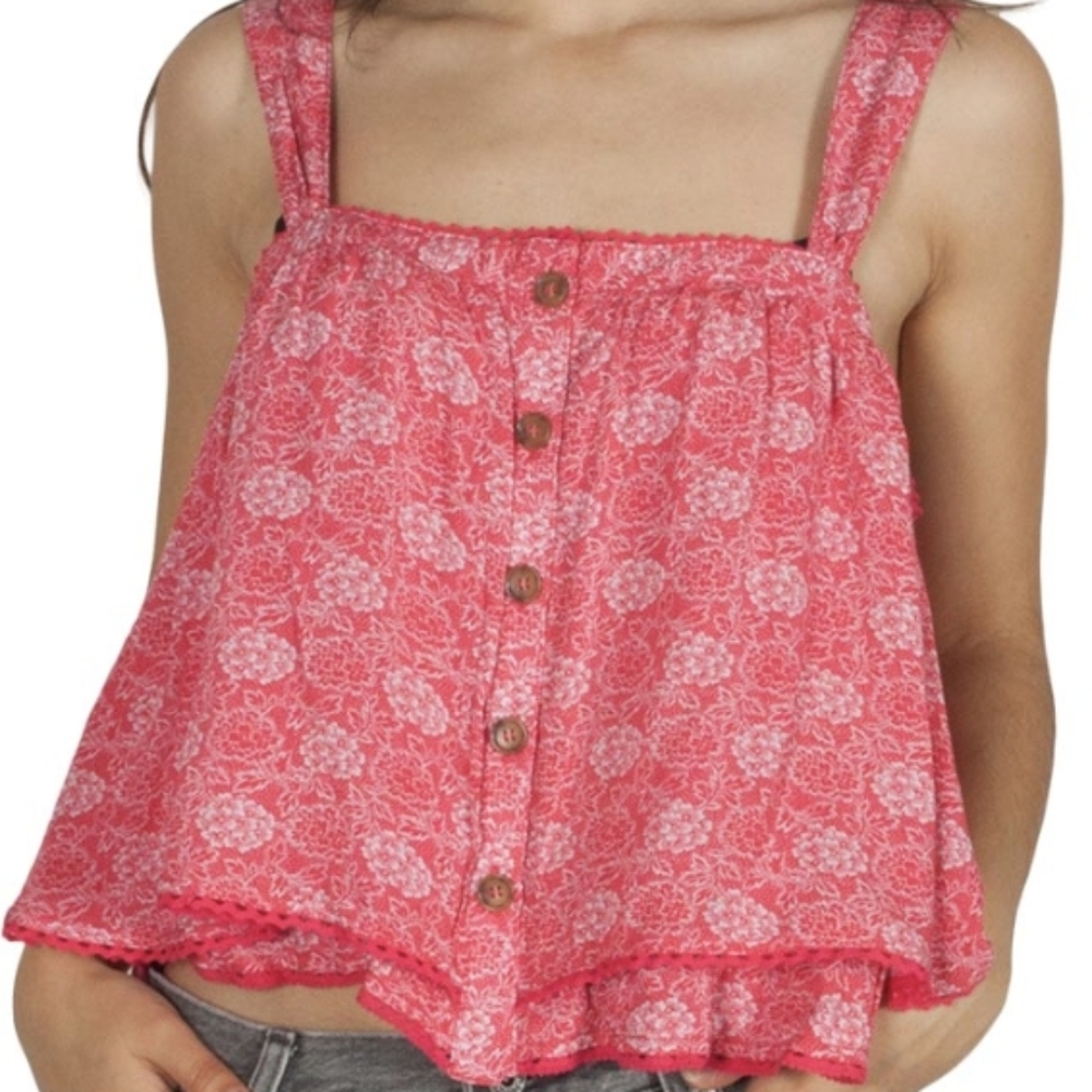 NWT Free People Floral Pink Button-Up Women's Top